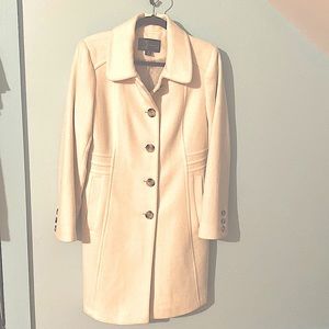Gorgeous Anne Klein Cashmere Wool Coat Size 10 Ivory Perfect Condition